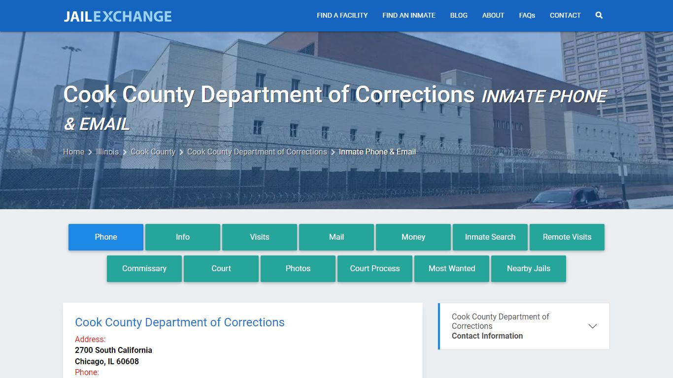 Inmate Phone - Cook County Department of Corrections, IL - Jail Exchange